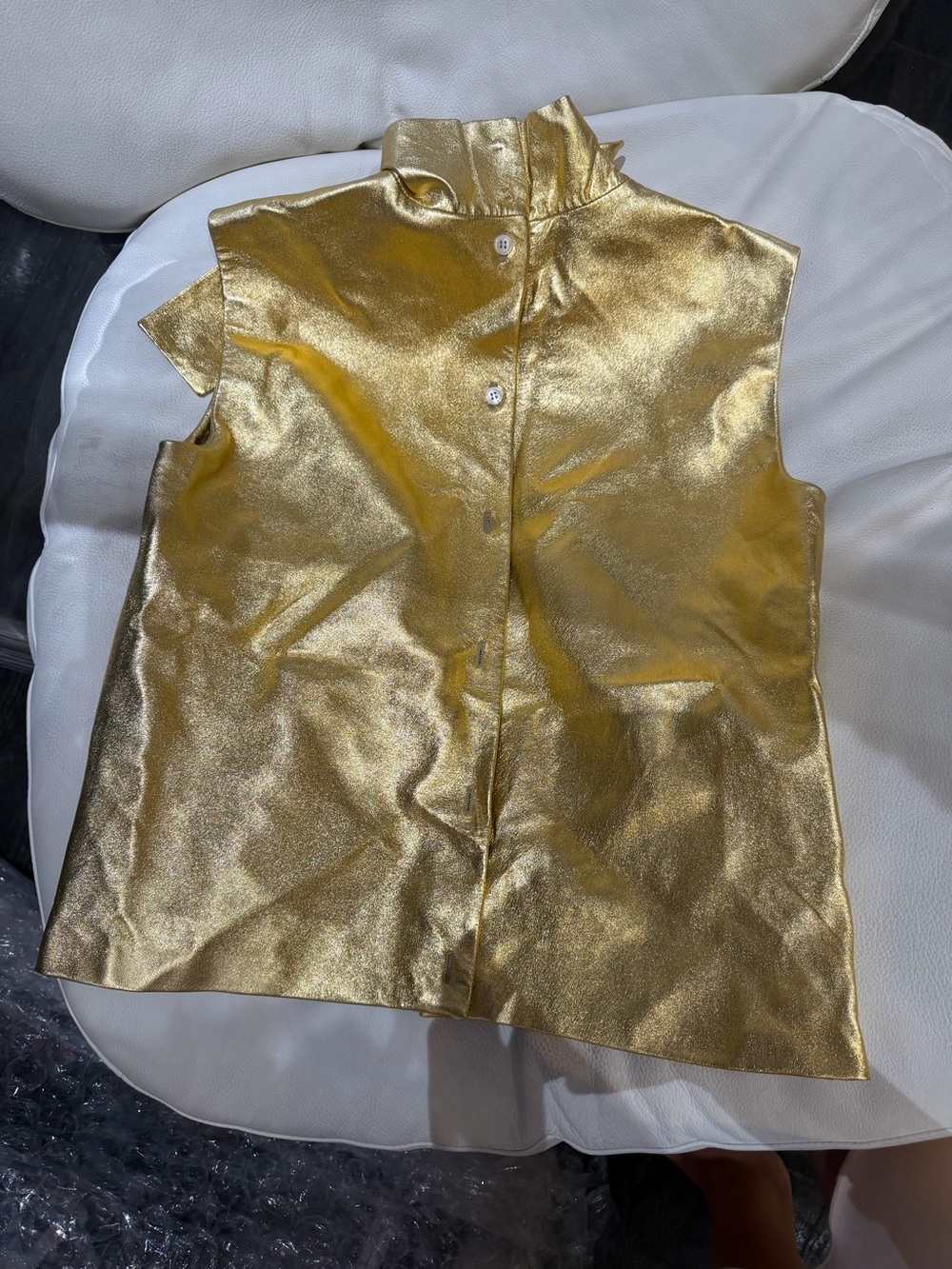 Prada Metallic Gold Bow-Front Blazer Jacket - Picture 3 of 3